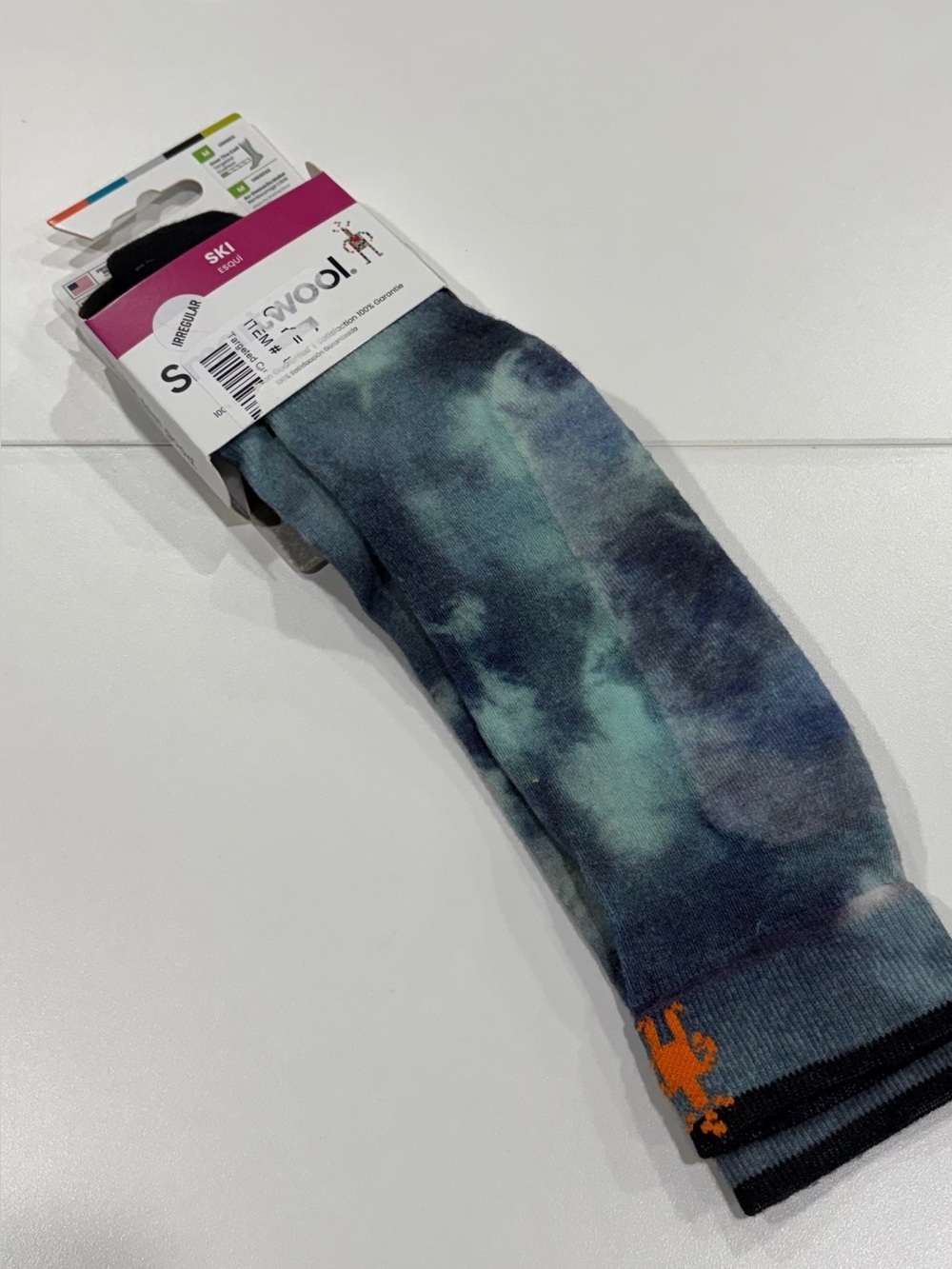 SmartWool Men's Medium Targeted Cushion Groovy Tie-Dye Print Ski Socks Blue NWT